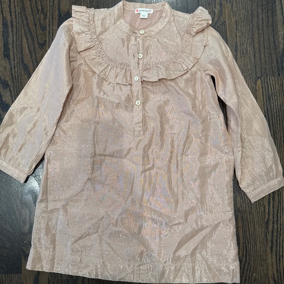 J. Crew Crewcuts Girls Ruffle Trimmed Pink Lame Shirtdress - Picture 1 of 1